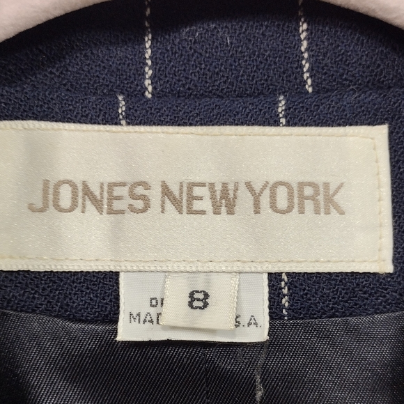 Vintage Jones New York Double Breasted Wool Blazer Women's 8 Blue Strips Preppy - Picture 9 of 11